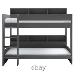 Kids Bunk Bed in Grey with Built in Stairs and Shelving