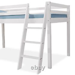 Kids Bunk Beds Mid Sleeper Pine Wooden 3FT Single Cabin Bed Frame Slide & Ladder