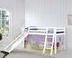 Kids Cabin Bunk Bed Mid Sleeper With Slide And Ladder Wooden And Mattress Choice