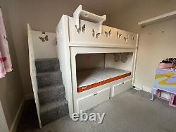 Kids Funtime Beds Bunk Bed With Moveable Shelf & Two Large Drawers Under