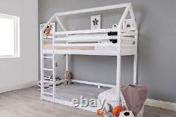 Kids Playhouse Bunk Bed Wooden Guard Rails Children Twin Sleeper Low Bedframe