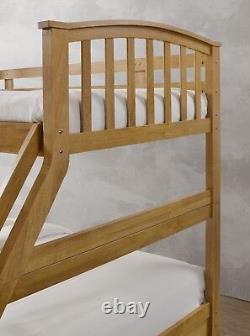 Lavish New New Triple/three Sleeper Solid Wooden Bed In Oak & White+ Drawer
