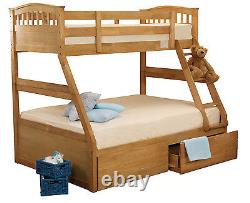 Lavish New Solid Wooden Triple Bunk Bed In White And Oak Finish + Free Delivery
