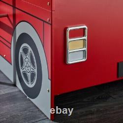 London Bunk Bed, London Bus Kings Cross Red Wooden Bunk Bed Frame, 3ft Single