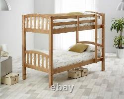 Mayflower Solid Wood Pine Bunk Bed 3ft Single Bed With Mattresses Bedroom