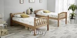 Mayflower Solid Wood Pine Bunk Bed 3ft Single Bed With Mattresses Bedroom