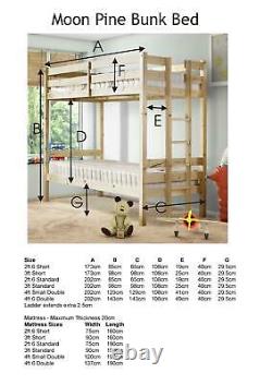 Moon 3ft Single Solid Pine Bunk Bed with End Ladder (EB77)