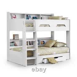 Orion Single Bunk Bed White Wooden Frame With Storage