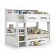 Orion Single Bunk Bed White Wooden Frame With Storage