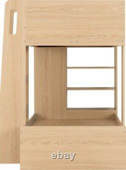 Pluto Bunk Bed Single in Grey and Oak Effect Finish with Storage 2 Man Delivery