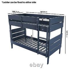 Single Bunk Bed Detachable Navy Blue Wooden Scandi Style with Ladder
