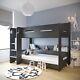 Single Kids Bunk Bed Dark Grey Wooden With Shelves And Ladder