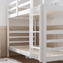 Solid Pine Wood Double Bunk Bed 3ft Single Kids Children Sleeper White Bed Frame