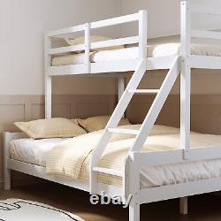 Solid Pine Wood Triple Bunk Bed 3ft Single 4ft6 Double Children White Bed Frame