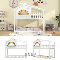 Solid Pine Wood White Kids Treehouse Bunk Beds with Ladder 3ft Single Bed Frame