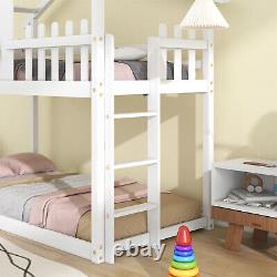 Solid Pine Wood White Kids Treehouse Bunk Beds with Ladder 3ft Single Bed Frame