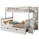Solid Wood Bunk Bed With Stairs & Trundle Children's Bed Single Double Bed Frame