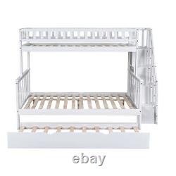 Solid Wood Bunk Bed with Stairs & Trundle Children's Bed Single Double Bed Frame
