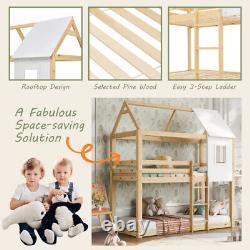 Treehouse 3FT Single Bunk Bed Wooden Frame Kids Sleeper Pine Wood House Canopy