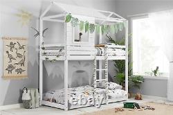 Treehouse Adventure White Single Bunk Bed 3ft Wooden With Ladder Childrens