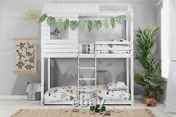 Treehouse Adventure White Single Bunk Bed 3ft Wooden With Ladder Childrens