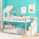 Treehouse Bunk Bed Cabin Bed Frame Mid-sleeper With Storage Ladder 90x190 Cm