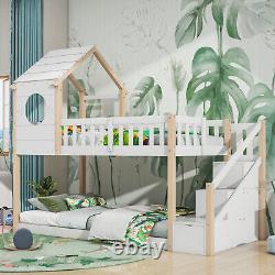 Treehouse Bunk bed Cabin Bed Frame Mid-Sleeper with Storage Ladder 90x190 cm