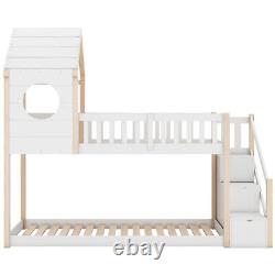 Treehouse Bunk bed Cabin Bed Frame Mid-Sleeper with Storage Ladder 90x190 cm