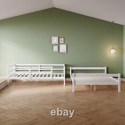 Triple Bunk Bed 3ft Single 4ft6 Double Solid Pine Wood Children White Bed Frame