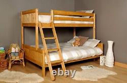 Triple Bunk Bed Sleeper Natural Pine Wooden Frame 3ft Single 4ft Small Double