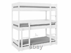 Triple High Sleeper Bunk Bed Kids Wooden Bed Frame Ladder 3FT Single