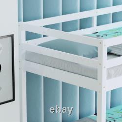 Triple Sleeper Bunk Bed Solid Pine Wood Frame Kids Double & Single 4FT6 3FT