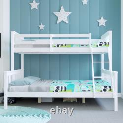 Triple Sleeper Bunk Bed Solid Wood Frame Childrens Kids Double & Single 4FT6 3FT