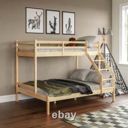 Triple Sleeper Bunk Bed Solid Wood Frame Kids Childrens Double Single 3FT 4FT6