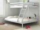Triple Sleeper Bunk Bed Solid Wooden Frame Kids Double & Single 4ft6 3ft Grey