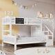 Triple Sleeper Bunk Bed Solid Wooden Frame Kids Double & Single 4ft6 3ft White