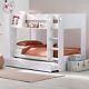 White Bunk Bed, Mars White Wooden Bunk Bed With Underbed Trundle, 3ft