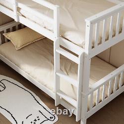 White Double Twin Bunk Beds 3ft Single Solid Pine Wood Kids Sleeper with Ladder