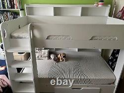 White Orion Kids Bunk Bed Bed with Storage + 2 Mattresses Great Condition