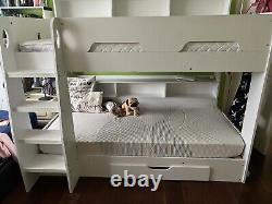 White Orion Kids Bunk Bed Bed with Storage + 2 Mattresses Great Condition