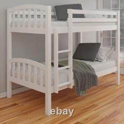 White Solid Pine Wooden Bunk Bed 3ft Single