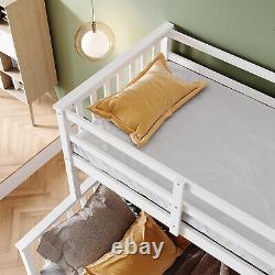 White Triple Bunk Bed 3ft Single 4ft6 Double Solid Pine Wood Children Bed Frame