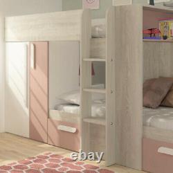 Wood Bunk Bed Barca Storage EU Single with 3 Colour and 3 Mattress Options