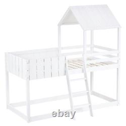 Wooden Bunk Bed Loft Bed Treehouse 3FT Kids Mid Sleeper Cabin Bed 90x190cm White