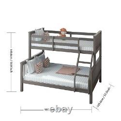 Wooden Double & Trio Bed Bunks Dual & Triple-Level Sleeping, Pine, White/Grey