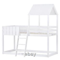 Wooden Treehouse Single Bunk Bed 3FT Single Bed Frames Kids Sleeper House Canopy