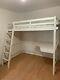Wooden Single Bunk Bed With Desk White Colour In Good Condition With Mattress