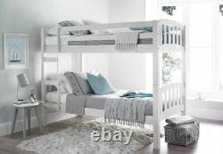 2FT6 x 5FT6 Lit superposé blanc en bois pour petit lit simple américain avec matelas