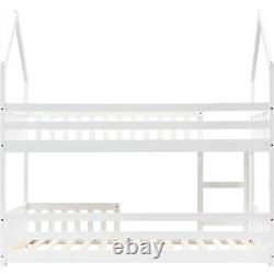 Cadre de lit blanc en bois Lit simple pour enfants Lits superposés en forme de cabane en bois de pin Chambre en bois de pin