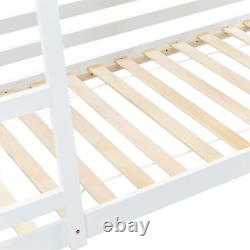 Cadre de lit blanc en bois Lit simple pour enfants Lits superposés en forme de cabane en bois de pin Chambre en bois de pin